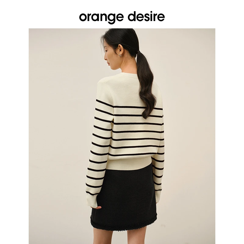 orange desire学院风廓形条纹开衫长袖OD2DSZ9020