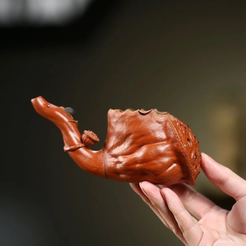 宜兴原矿紫砂莲蓬莲子公道纯手工制作200cc