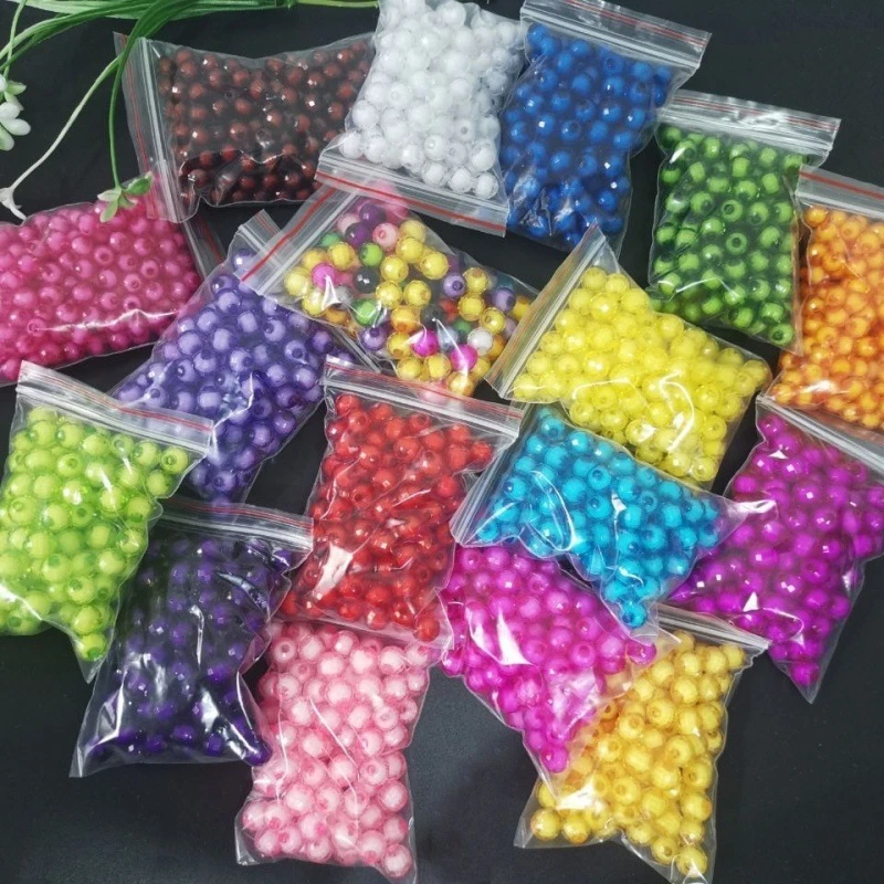 100颗小包装圆形散珠96面地球珠中珠diy手工串珠材料8/10mm