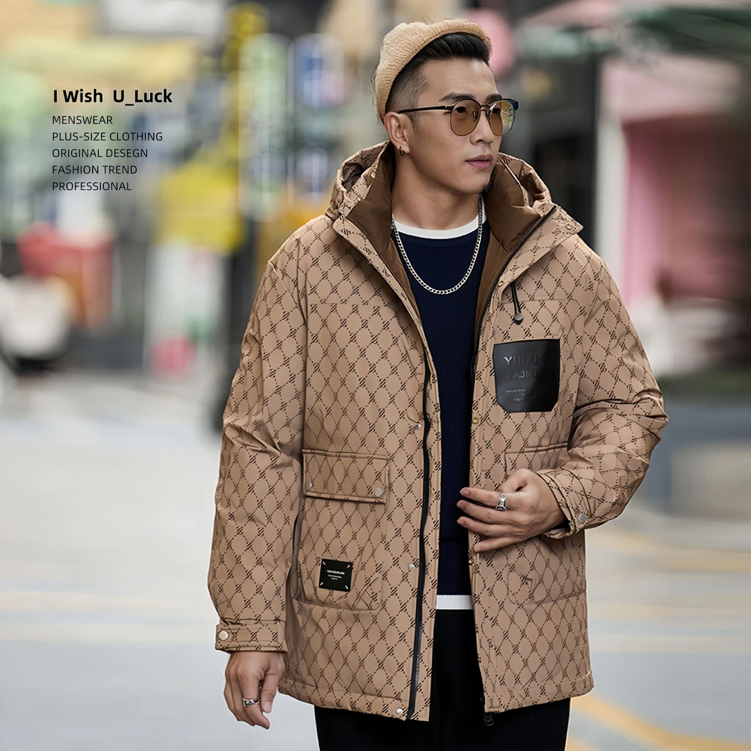 【冬款三防棉衣上新】U LUCK大码男装冬季加肥加大中长休闲保暖棉衣