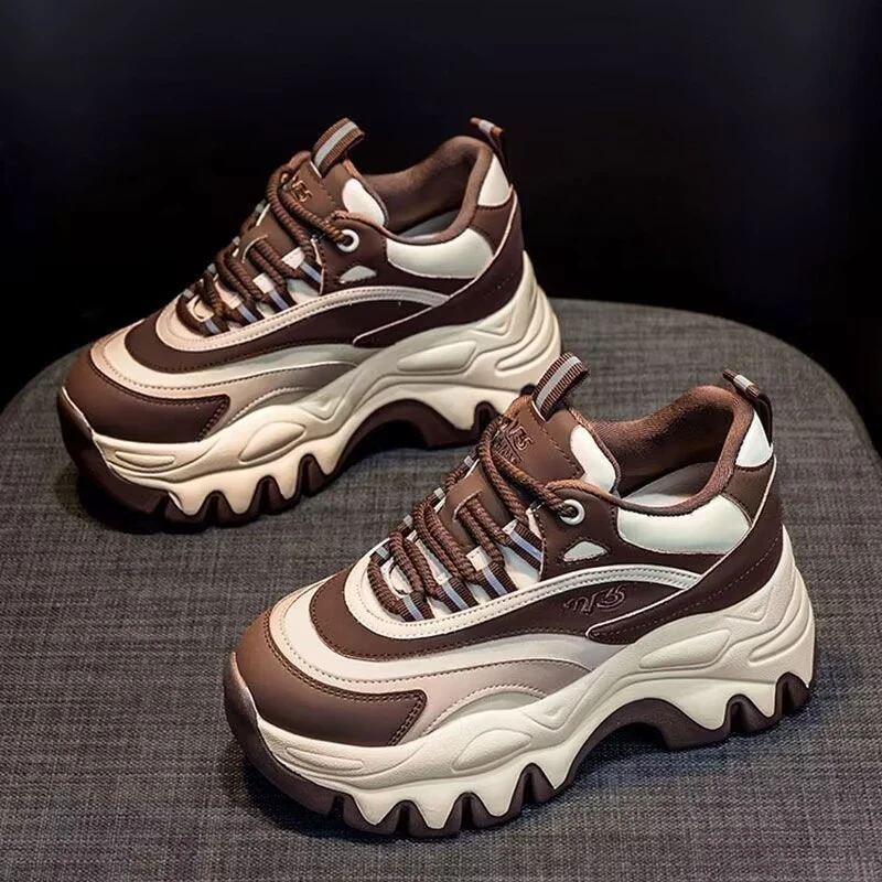 老爹鞋女ins潮2024春季新款系带复古运动鞋厚底内增高透气女鞋子