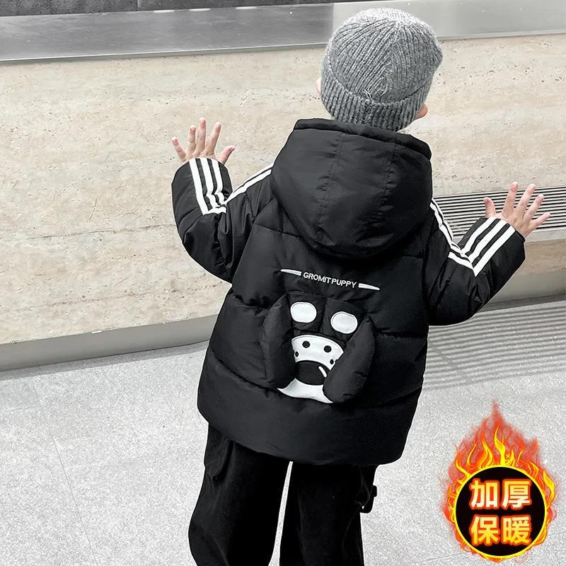 男童冬季羽绒棉衣24新款儿童加绒加厚棉袄宝宝冬装中长款棉服