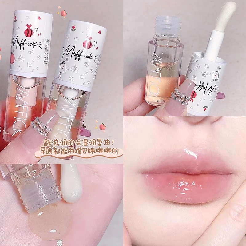 蜜桃乌龙唇蜜蜂蜜护唇油补水滋润淡化唇纹修复防干裂水光镜面唇膏