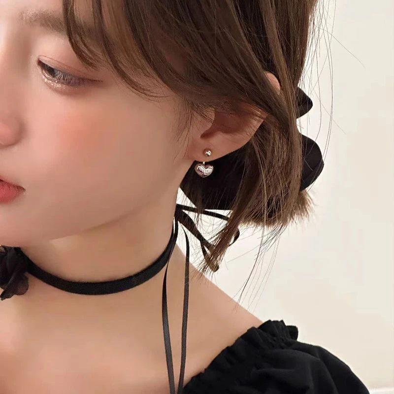 合金耳饰 爱心小众耳环高级感后挂式设计感耳钉女爆款学生网红
