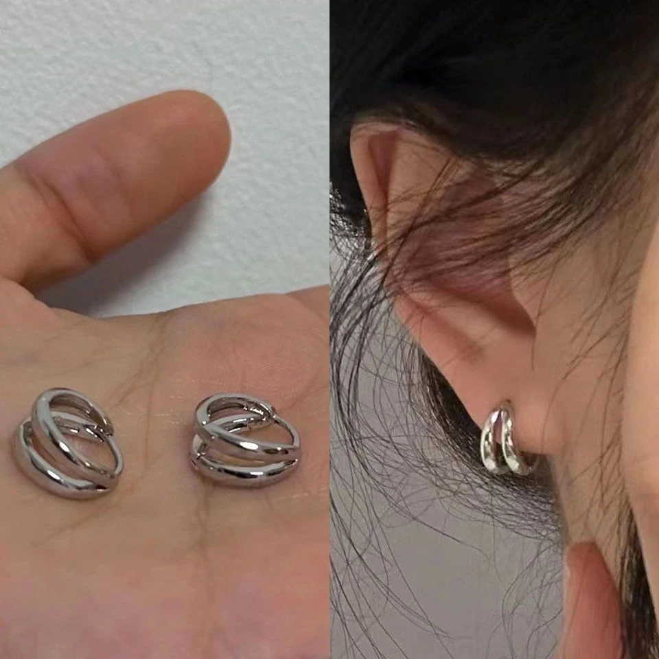 合金耳饰 简约环形耳环女简约百搭高级轻奢ins冷淡风耳饰素耳圈女