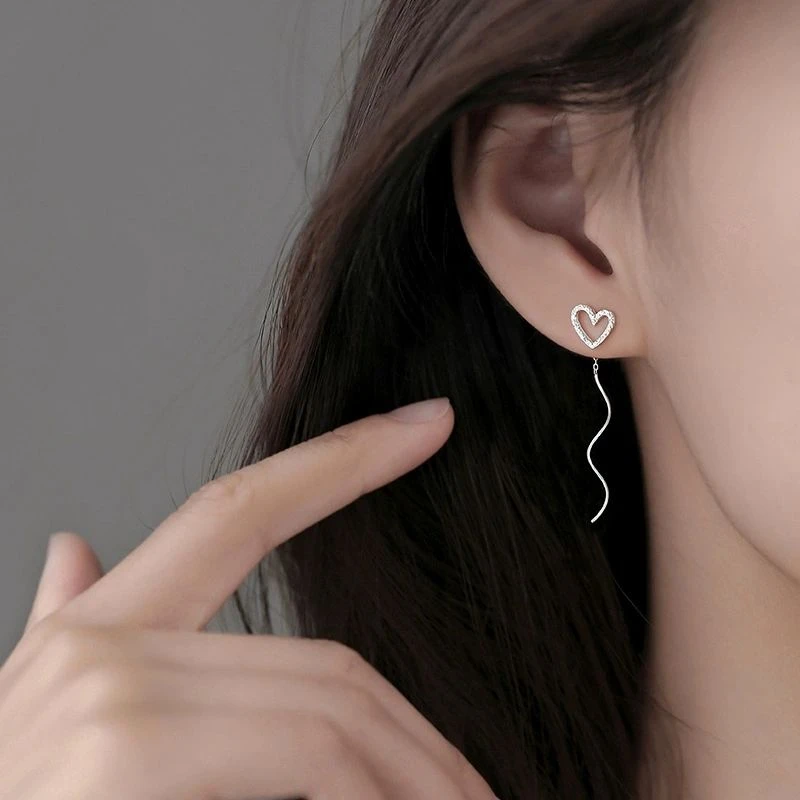 合金耳饰 网红超仙流苏爱心耳线耳环女ins圆环圆脸防过敏耳坠女