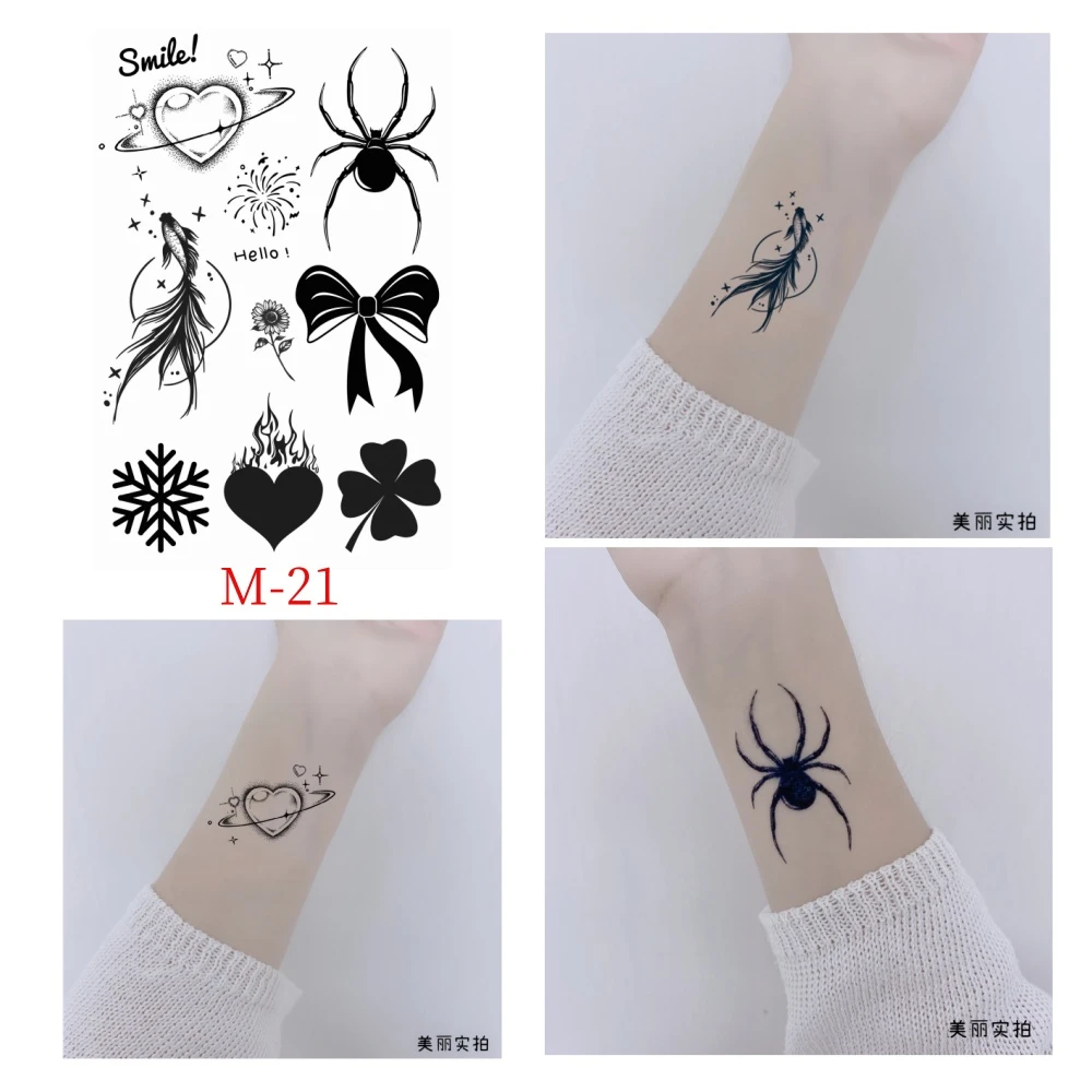 拍1发2【草本防水贴纸*手腕金鱼*蜘蛛 M-21款】10*15CM 防水 自然