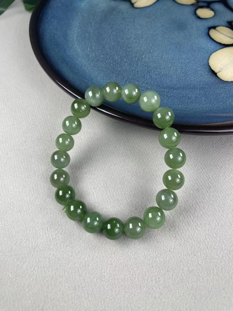 【缺货】和田玉碧玉单圈手串 ZY2051