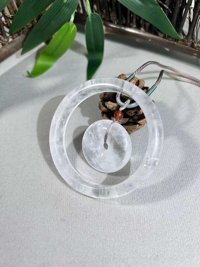 【睿泽鉴宝】白水晶手镯平安扣套装   SZB0054