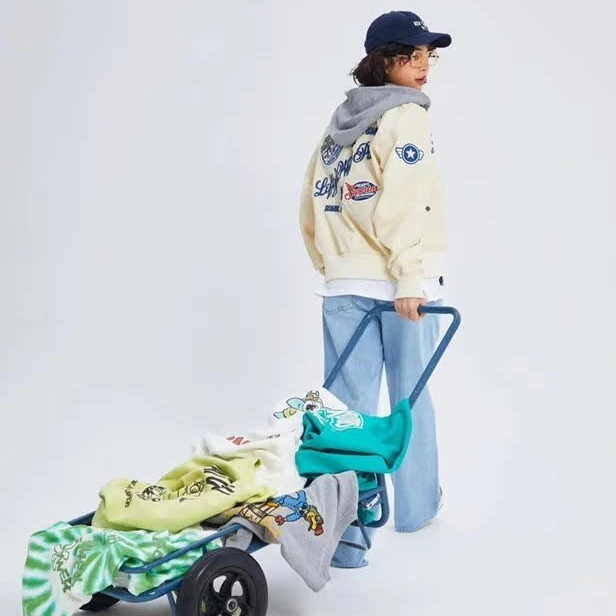 中古-PAPER BAG ‘ 中古感  美式机车服夹克连帽炸街款式