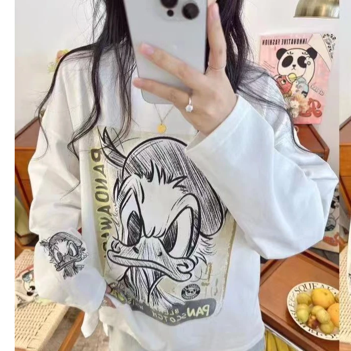 熊猫纸袋 [愤怒糖老鸭]全棉简约长袖打底280g双纱棉