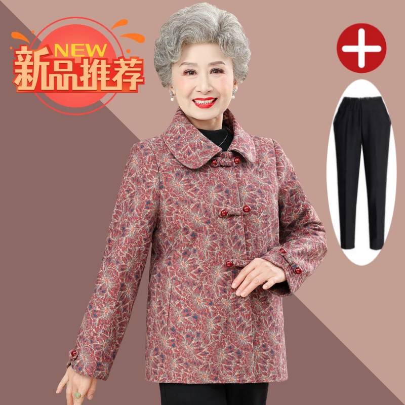 老人老太中国风保暖奶奶装加厚中老年妈妈装冬季春秋老年人加绒