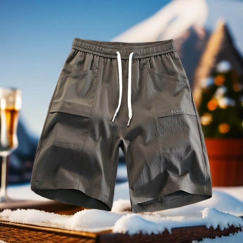 新夏季时尚速干纯色薄款宽松潮流百搭男士沙滩休闲外穿五分短裤男