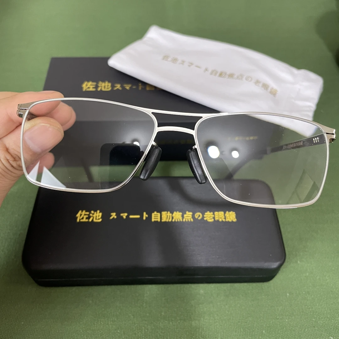 （佐）自动变焦100-400度复古老花镜大框时尚变色防蓝光太阳镜墨镜