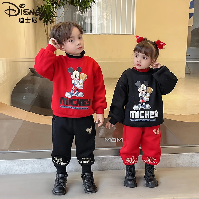 Disney迪士尼儿童新年款冬装加绒卫衣宝宝男女童衣服XOW4ZE137