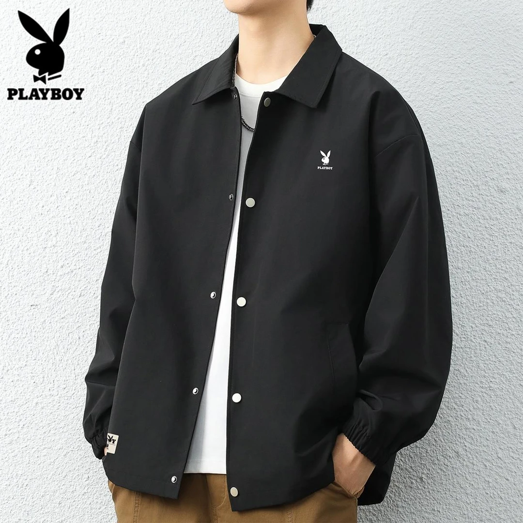 花花公子男士夹克春季时尚潮牌新款韩版休闲百搭宽松翻领外套男装