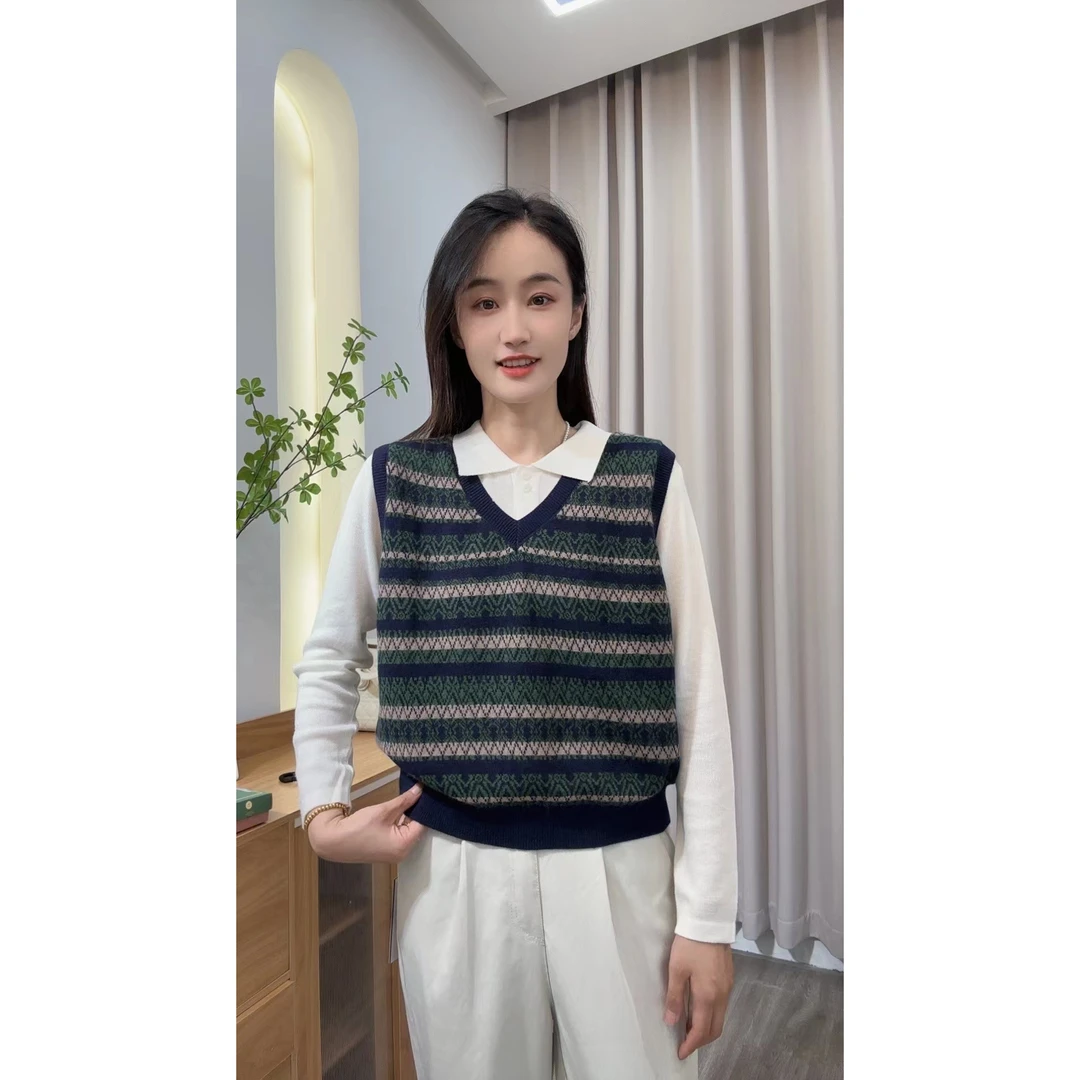 夏季复古学院风背心针织衫时尚休闲打底衫