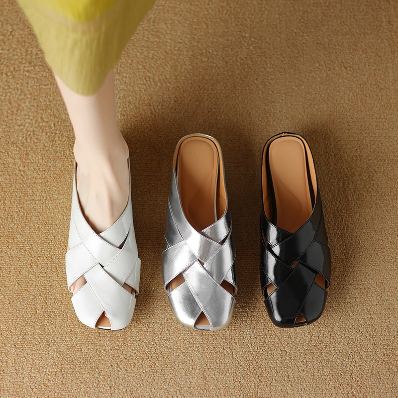 2024夏季新款舒适时尚软底内增高3cm透气百搭厚底包头半拖鞋女