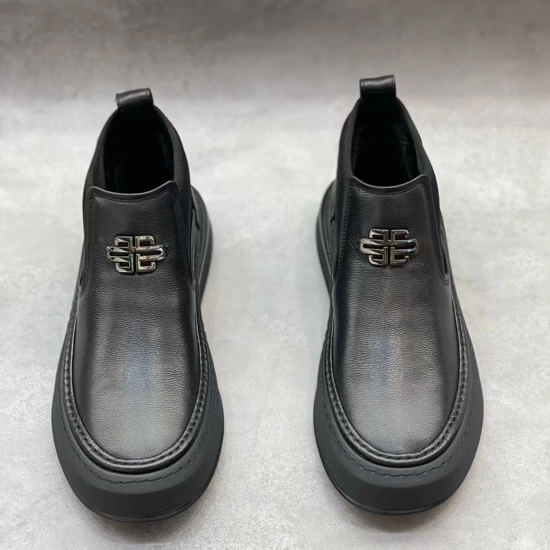 5918-2早秋男款商务厚底时尚百搭增高英伦风男士黑色休闲男皮鞋