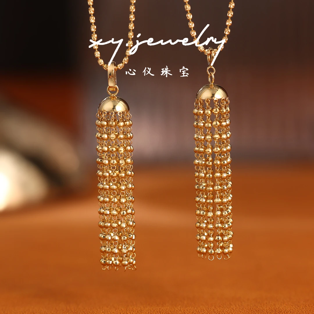 【心仪珠宝】18k金意大利珠珠流苏吊坠/长度5cm/轻奢/百搭/多退少补