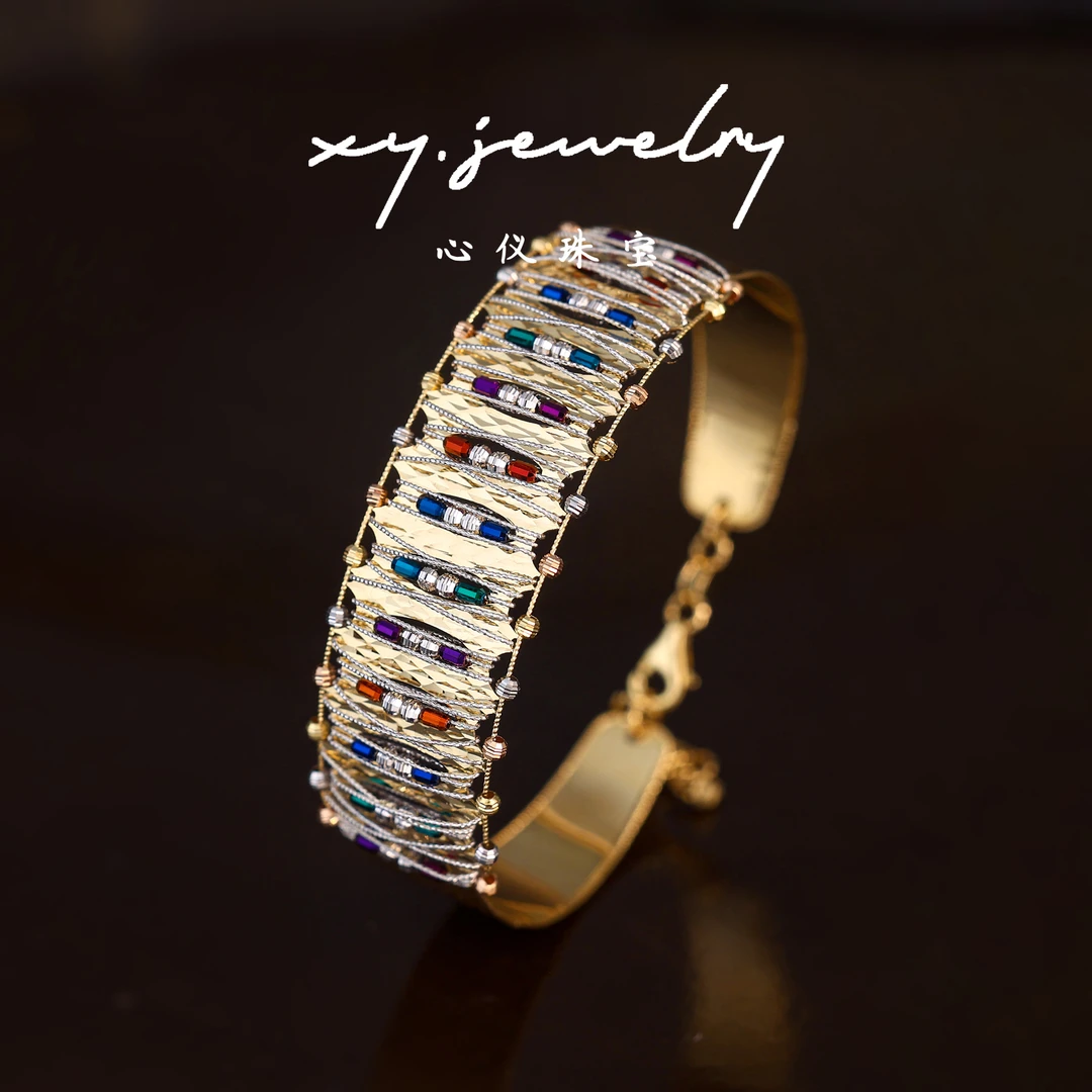 【心仪珠宝】18k金意大利进口/彩金车花手镯（特价福利）多退少补