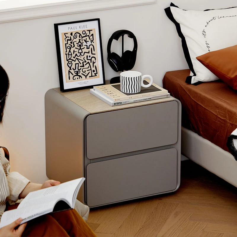 图柏丽现代简约客厅卧室小户型床头柜床边实木置物架收纳储物边柜
