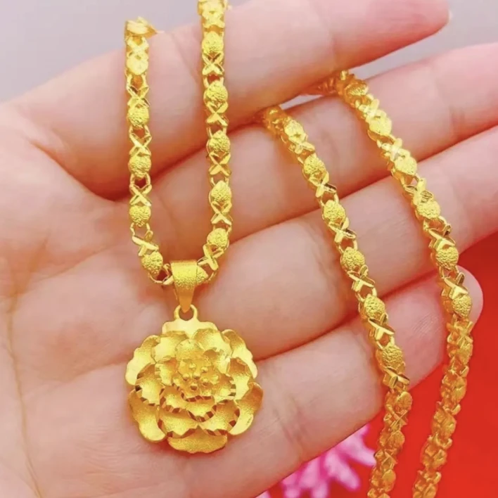 合金项链 合金材质【牡丹花项链】女款气质时尚百搭精美素款潮流