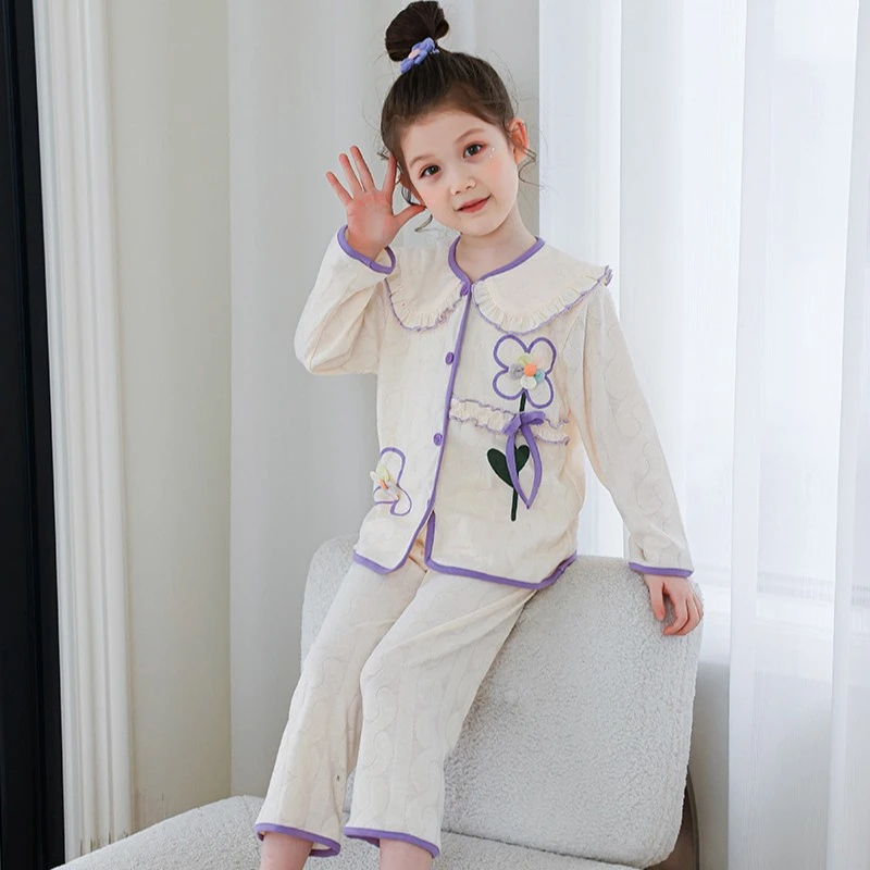 2306女童春秋长袖睡衣儿童春季中大童空调服小女孩套装宝宝家居服