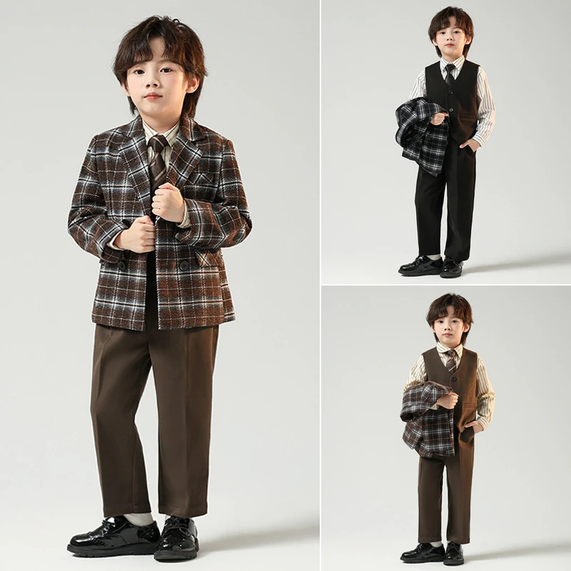 男童秋冬款西装外套儿童休闲套装小童花童婚礼服主持人小西服外套