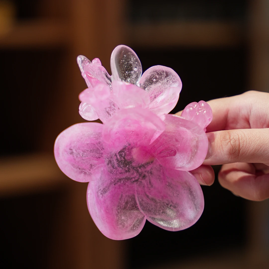 KANPURA/卡普拉粉彩琉璃梅花杯垫闻香茶杯粉色手工家用茶道茶具