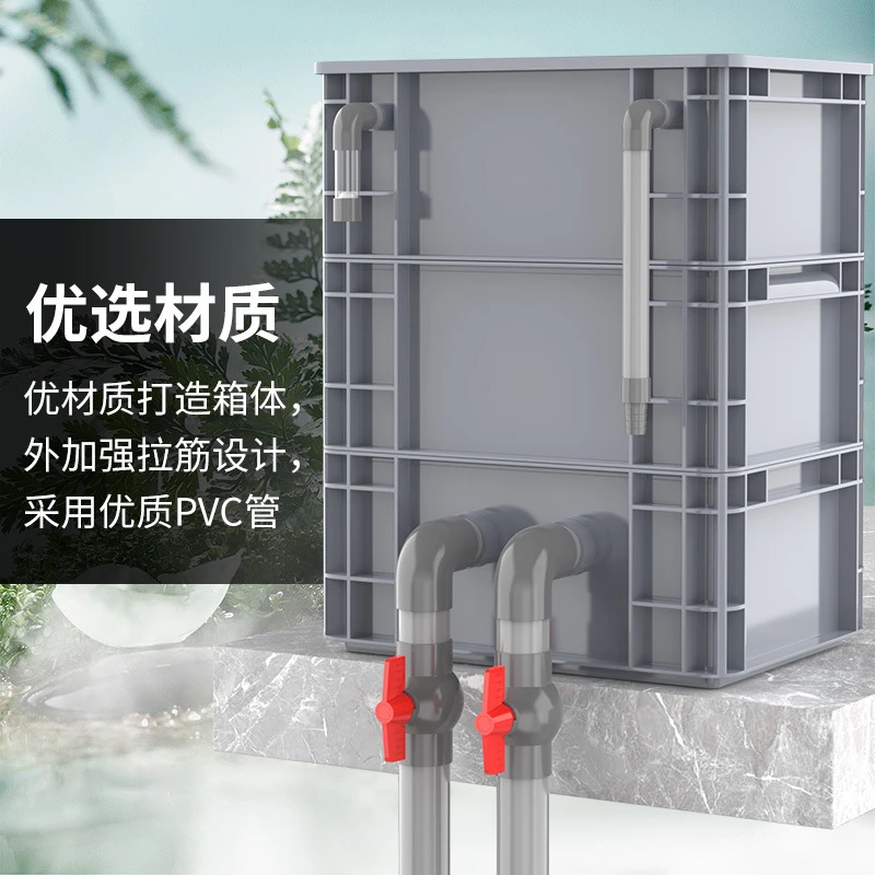 超萌好物鱼缸鱼池过滤器水循环系统上置自制滴流盒周转箱过滤箱增