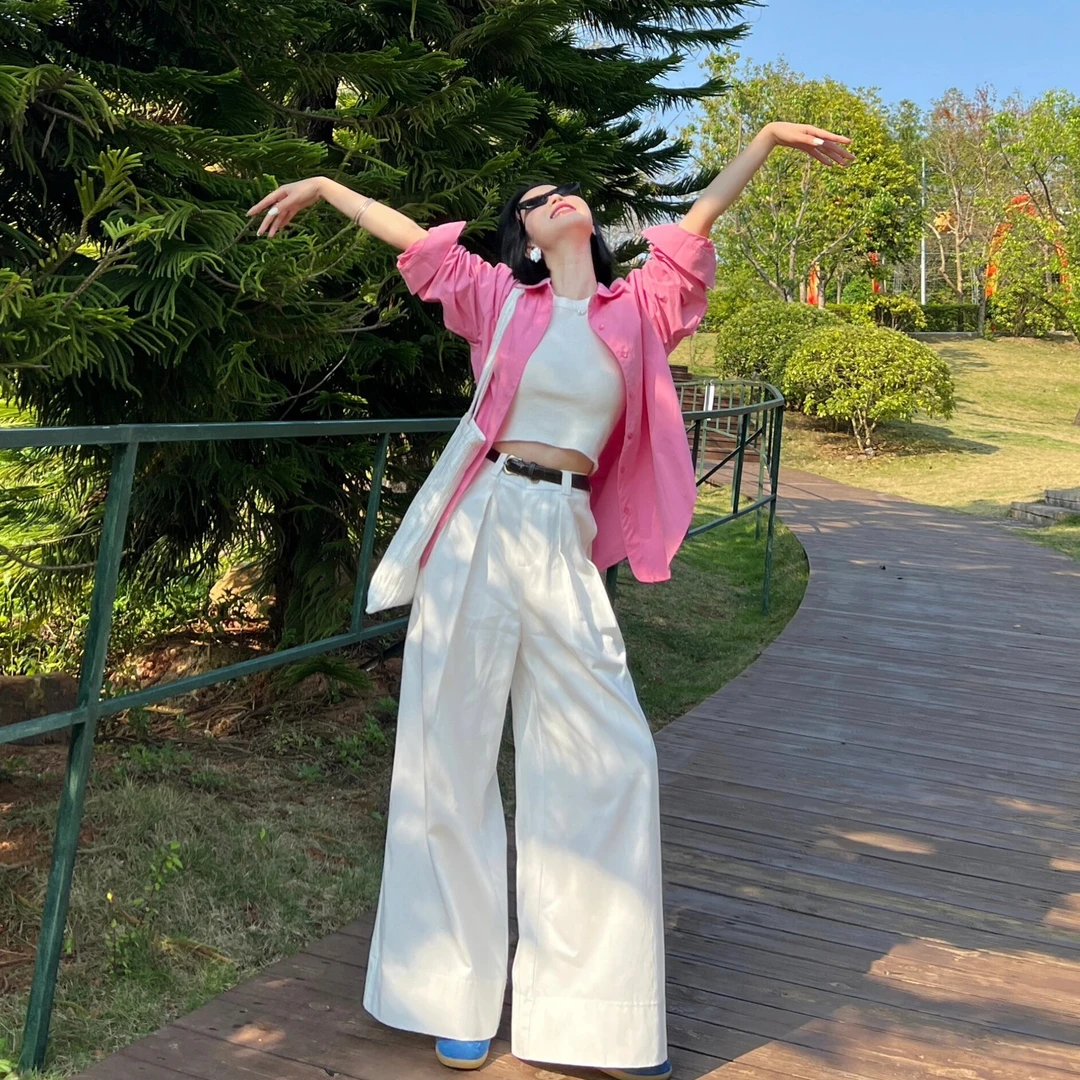 粉色防晒长袖衬衫外套女夏季薄款外搭开衫衬衣设计感小众外穿上衣