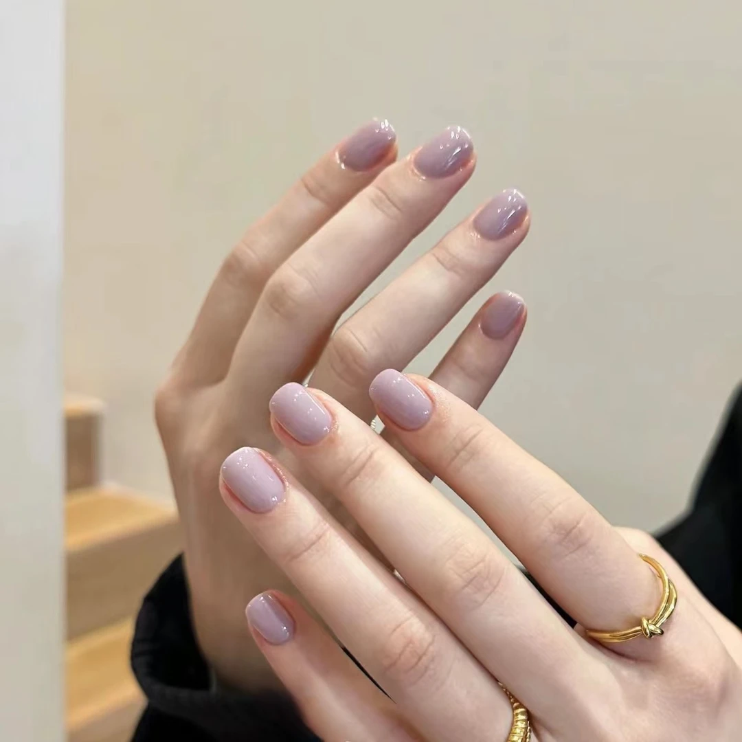 「绝绝紫」有春超温柔香芋紫纯色美甲纯手工穿戴甲