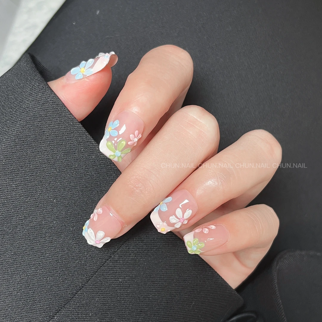 「繁花」有春春夏治愈系清新可爱花花美甲纯手工穿戴甲