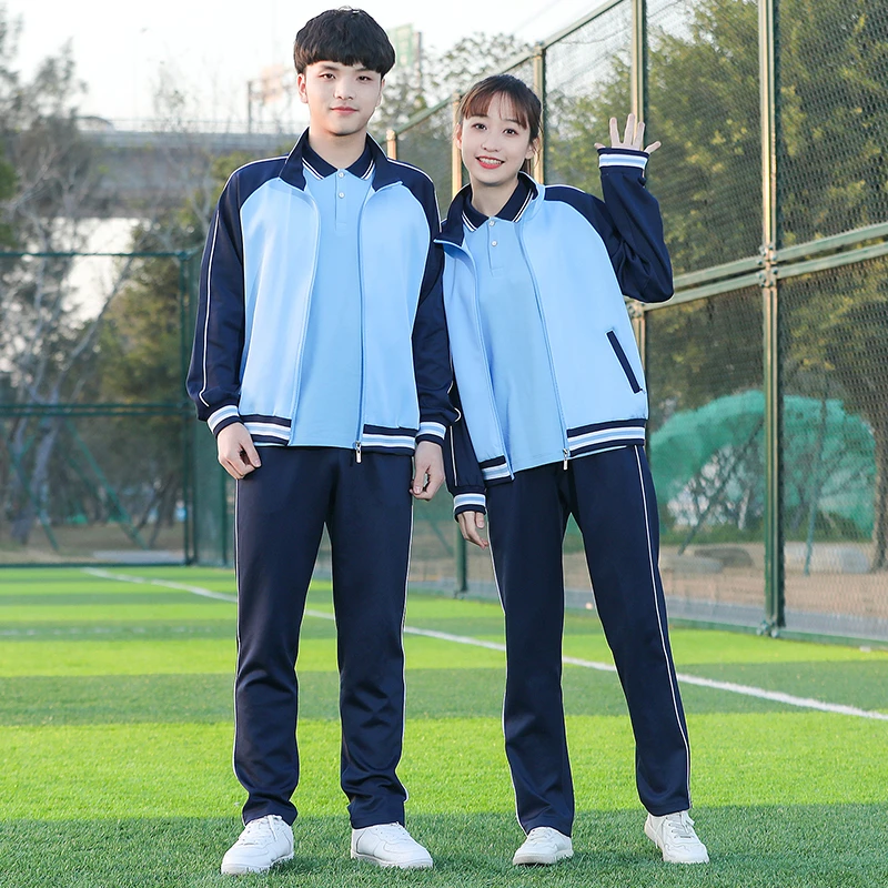 校服外套新款春秋中小学生蓝白初中高中班服长袖休闲情侣运动套装