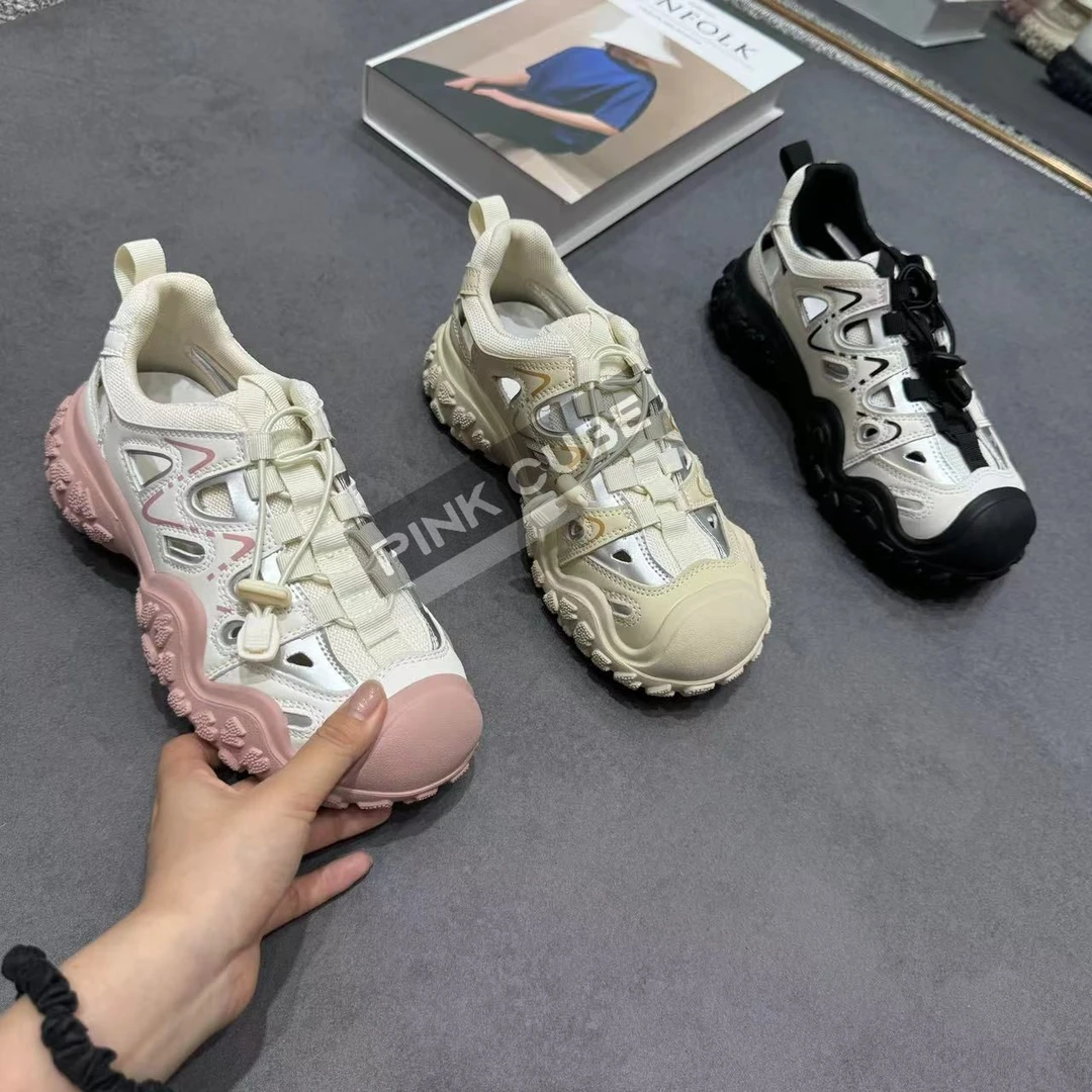 PINK CUBE厚底丑萌大头鞋女24夏季新款登山老爹运动休闲鞋子5026