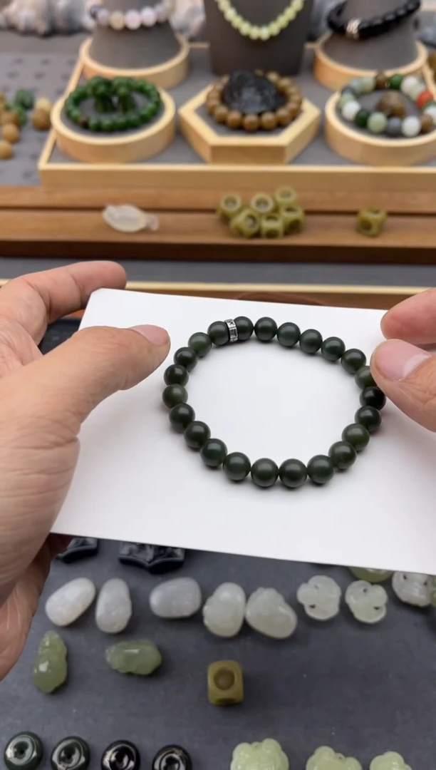 【闪购商品】和田玉颈饰未镶嵌青玉特细8mm