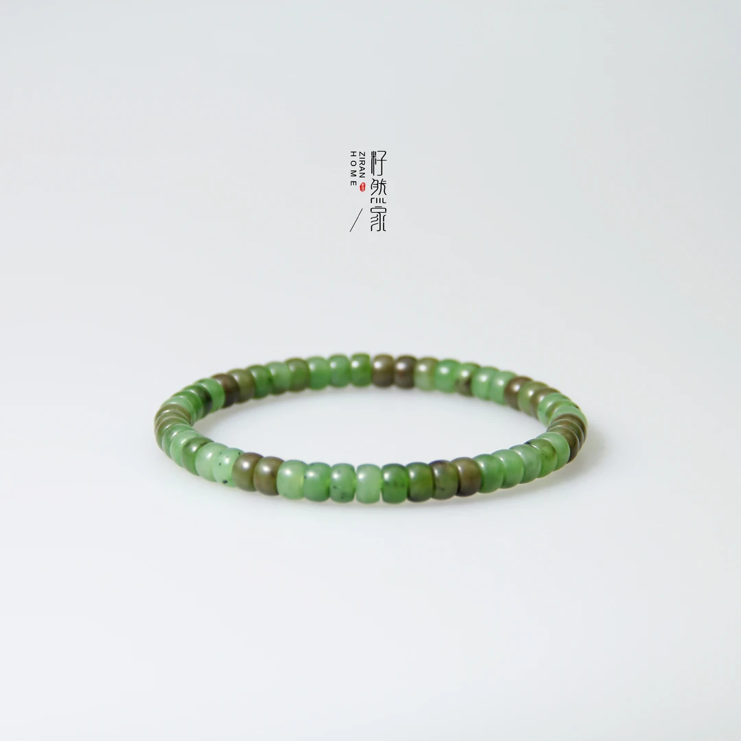 天然和田玉碧玉红皮直切药片手串6mm（多样性发其一）