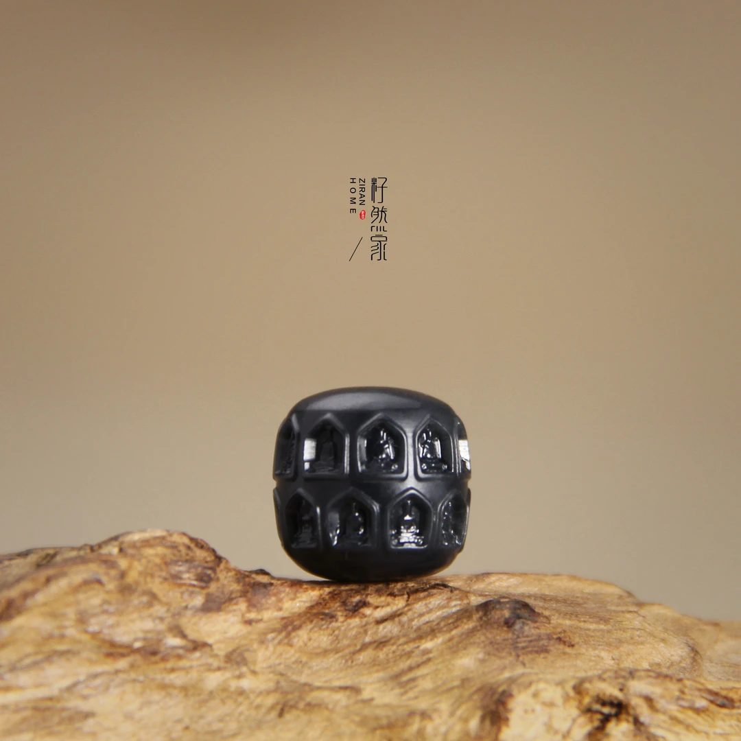 天然和田玉墨玉立体精雕无相众佛单珠文玩配珠仿古精工腰珠16mm