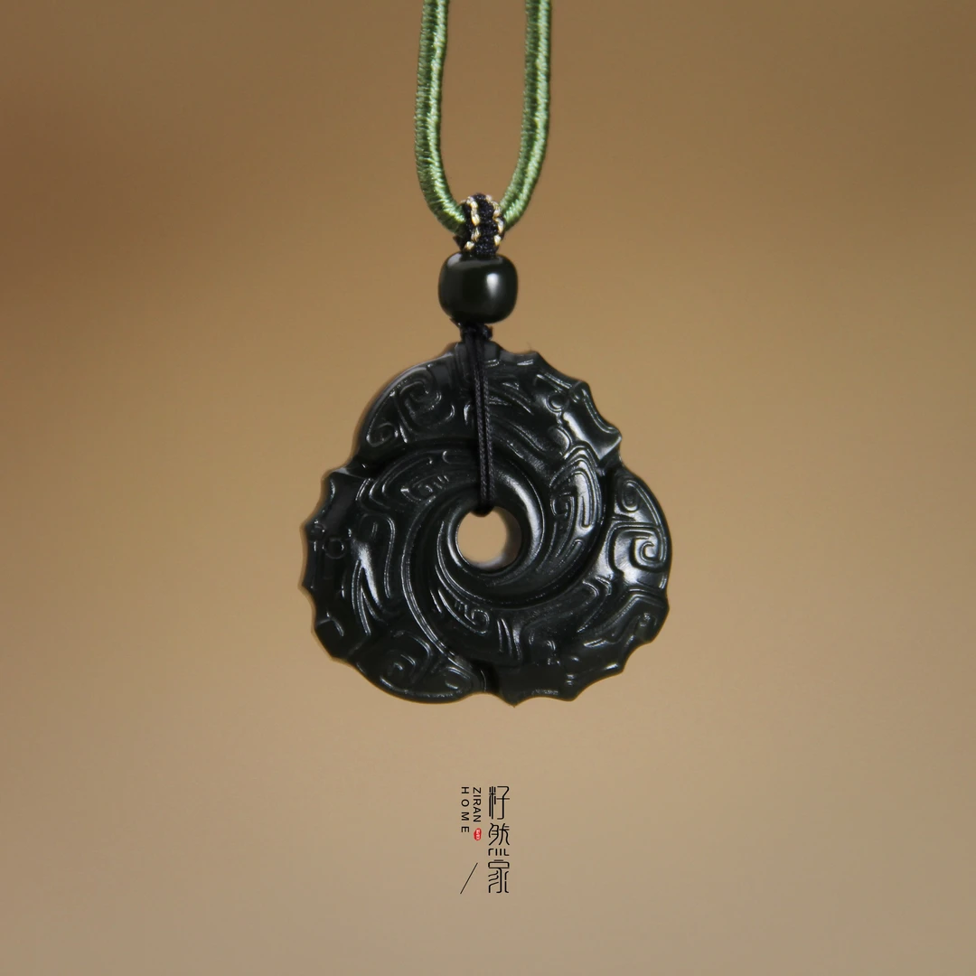 天然和田玉青玉璇玑时来运转财运挂件挂坠男女款双面精雕仿古吊坠