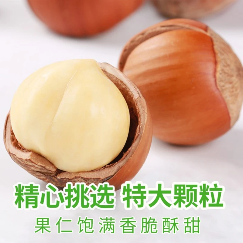 新鲜原味薄壳开口大榛子500g东北特产坚果零食送开口器