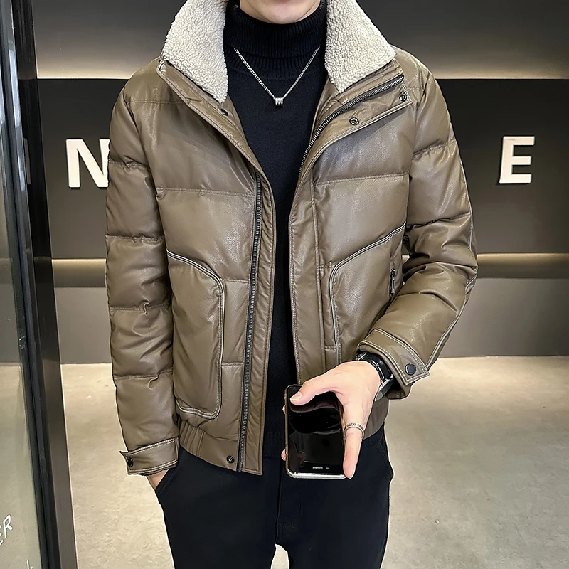 皮羽绒服男士冬季新款潮牌高端加厚白鸭绒外套毛领上衣服冬装爆款