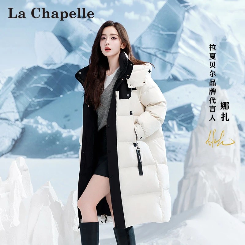 La Chapelle新款冬季加厚羽绒服中长款时尚保暖鸭绒耐寒时尚修身