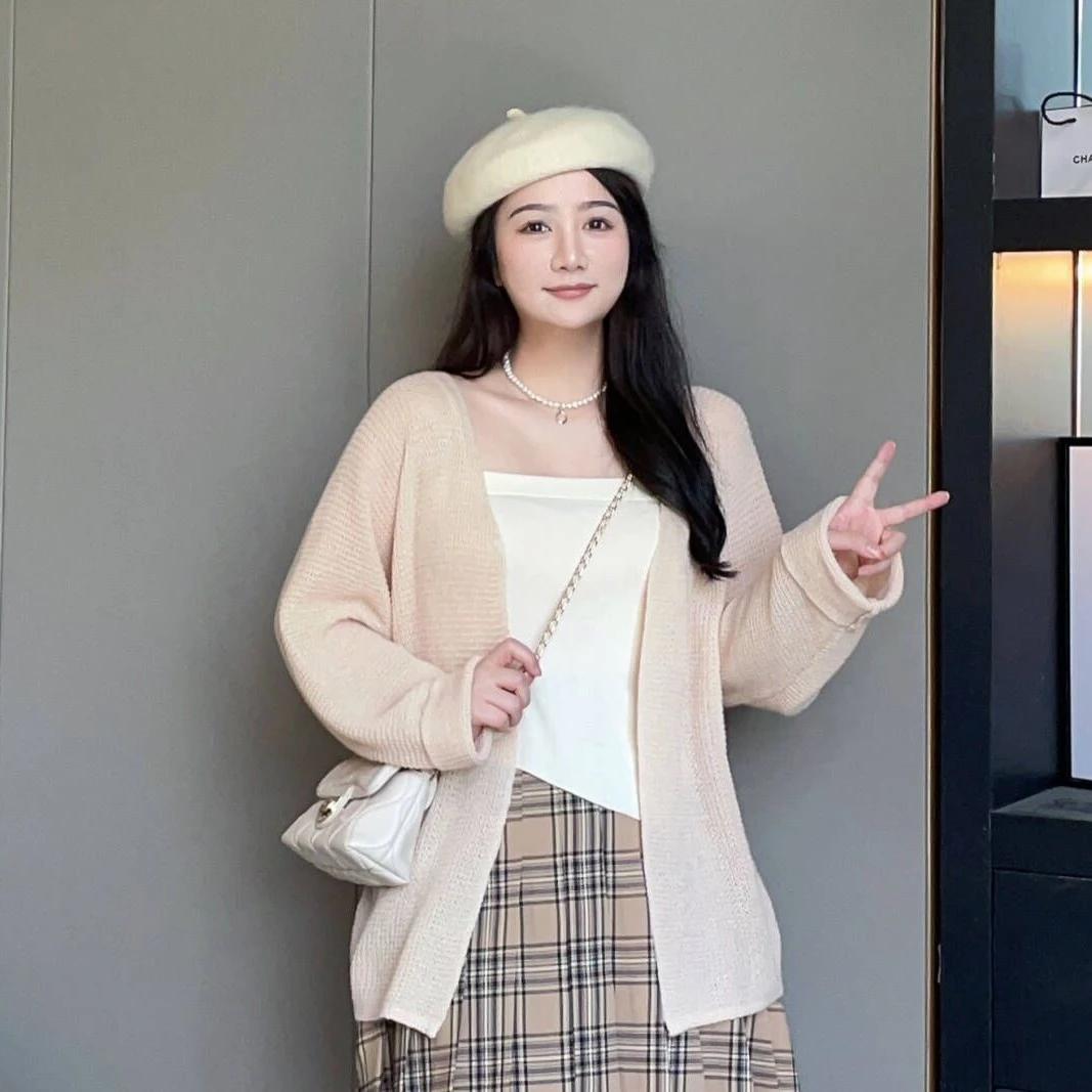 清清价 温柔气质风套装微胖显瘦针织毛衣开衫不规则吊带M23Z01995