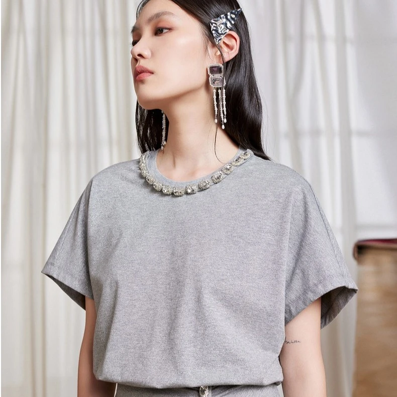 MAXRIENY星钻公主泡泡袖上衣夏蝴蝶结设计感T恤时尚休闲