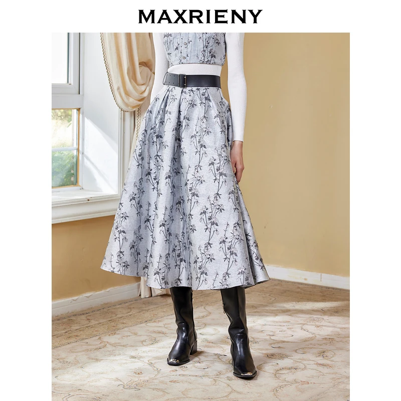 MAXRIENY复古高腰半身裙