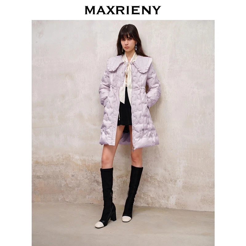 MAXRIENY【月光白】精致复古氛围感女款腰带外套新年穿搭新款冬季