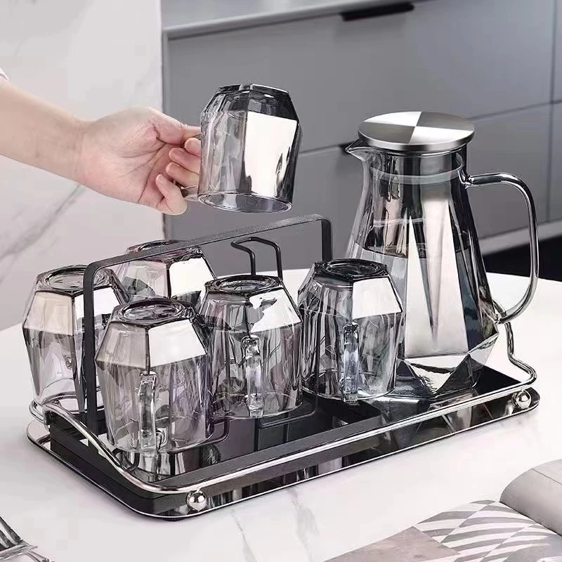 家用可明火电陶炉玻璃水壶套装耐热大容量泡茶壶彩色水具7件套