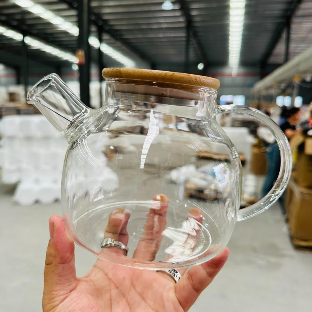 高硼硅ins风1000毫升耐热玻璃水壶泡茶壶家用大容量透明加厚耐热
