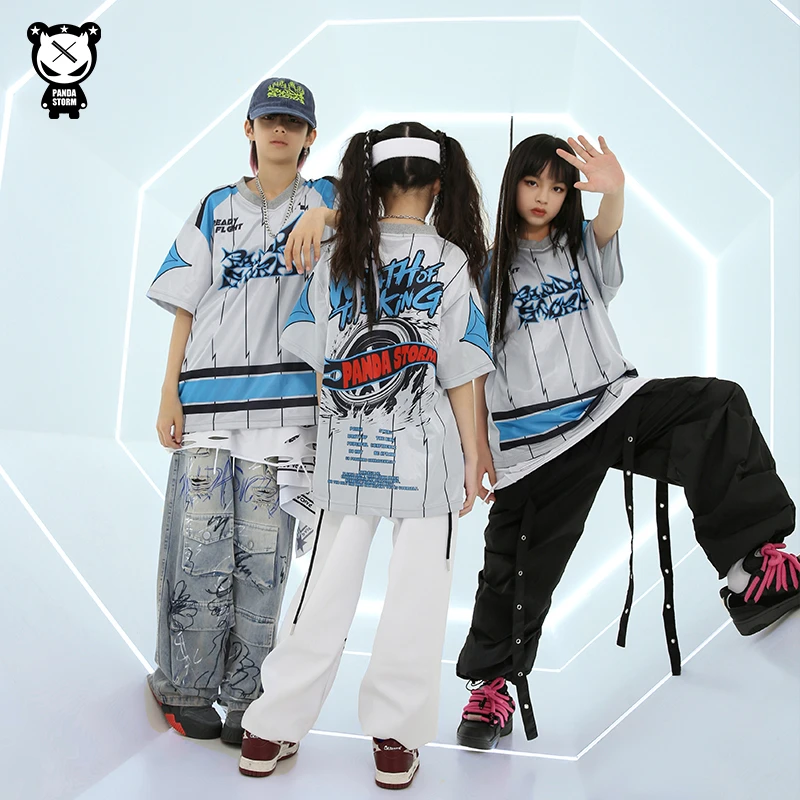 少儿童hiphop嘻哈街舞走秀爵士舞架子鼓男女童T恤长裤演出服套装